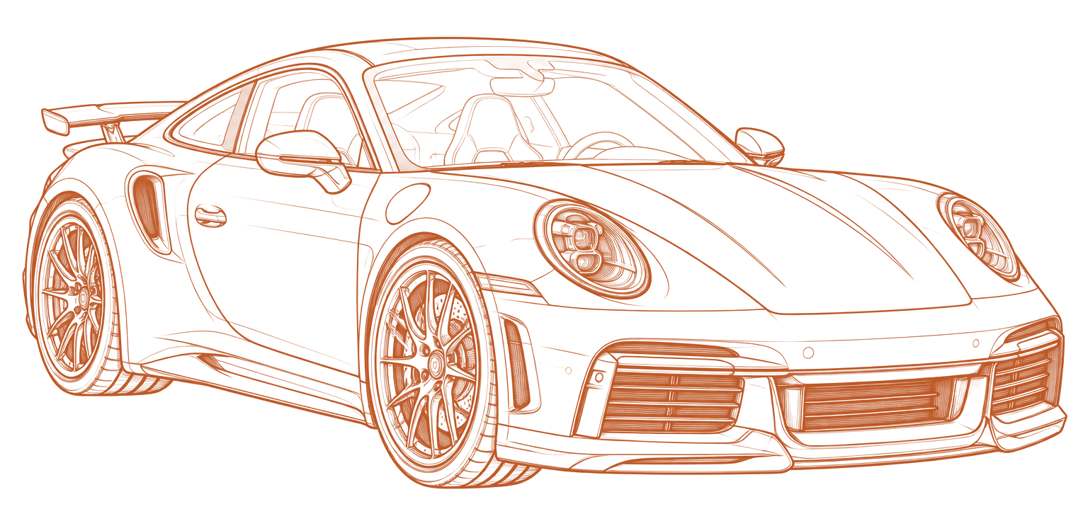 Illustrative outline of a sports car